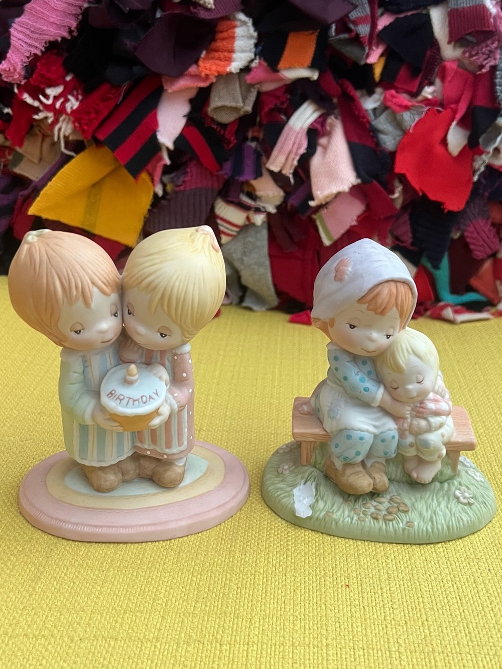 Two vintage Betsey Clark happy birthday and tender loving care figurines